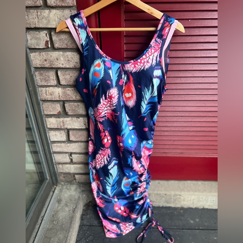 Chic me pink swimsuit top & cover up tank top dress